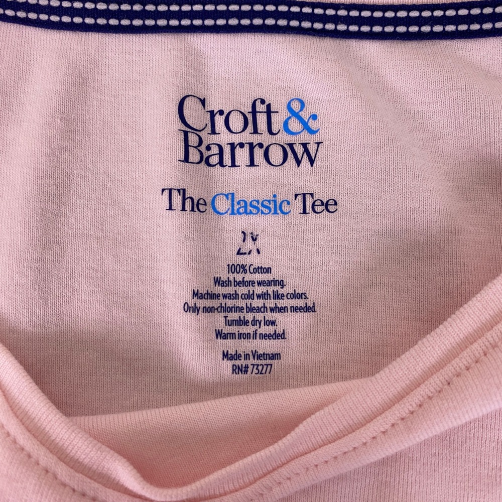 Croft & Barrow The Classic Tee Shirt Womens Plus 2X Pink Long Sleeve 100% Cotton - Picture 4 of 9